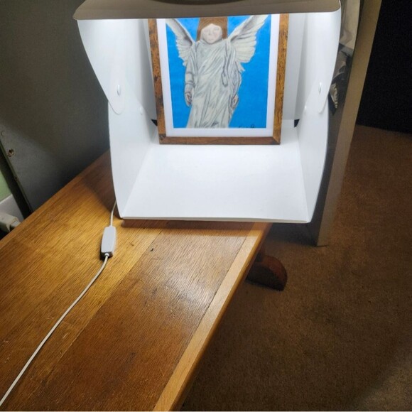 Hand Crafted Angel Colored Pencil Drawing Framed 9x11" - Picture 11 of 14